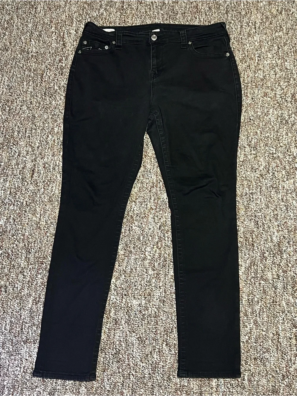True Religion Men’s Black Low Rise Stella Skinny Ankle Denim Jeans Size 38x31